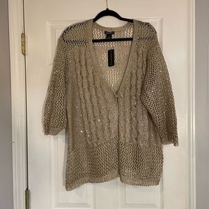 XL Formal Intricate Gold Jacket/Shawl/Wrap with 3/4 sleeves